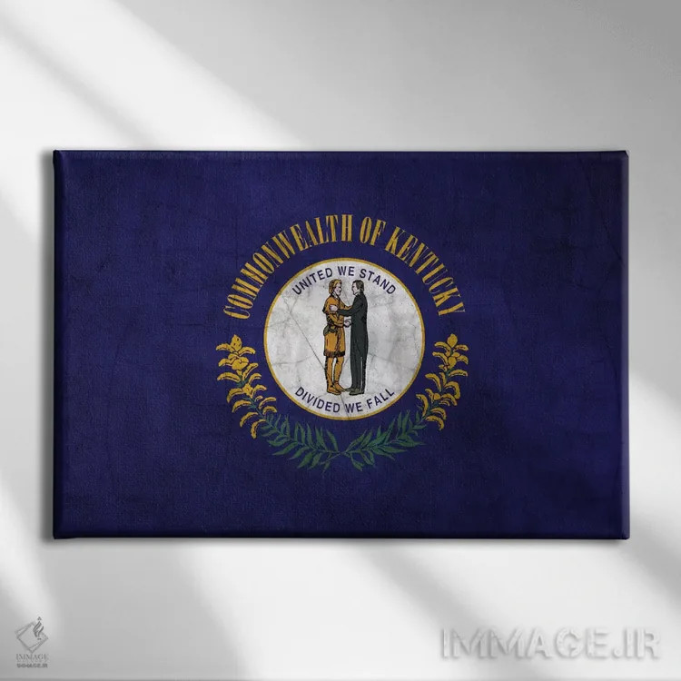 تابلو پرچم ایالت کنتاکی با رنگ ترکخورده اثر فایو بای فایو کالکتیو - نمای روبهرو روی دیوار