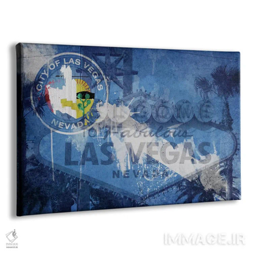 تابلو سری همپوشانی پرچم شهرها (رنگ تازه): لاسوگاس، نوادا (تابلوی خوشآمدگویی) اثر فایو بای فایو کالکتیو - نمای پرسپکتیو محصول