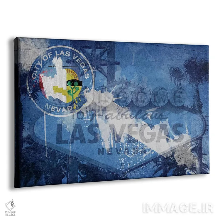 تابلو سری همپوشانی پرچم شهرها (رنگ تازه): لاسوگاس، نوادا (تابلوی خوشآمدگویی) اثر فایو بای فایو کالکتیو - نمای پرسپکتیو محصول