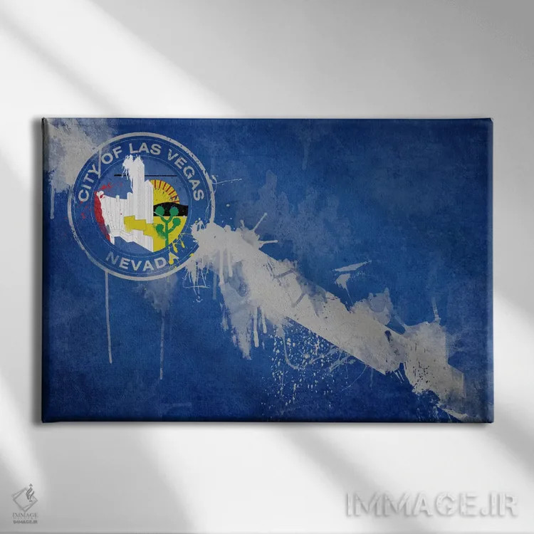 تابلو پرچم شهر لاسوگاس، نوادا با رنگ تازه اثر آیکانواس (شرکت چاپ هنری) - نمای روبهرو روی دیوار