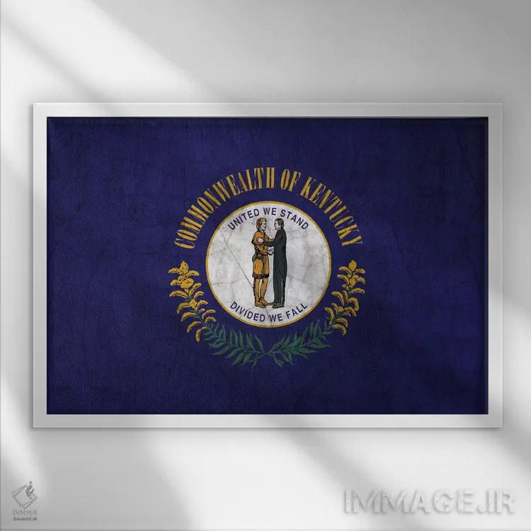 تابلو پرچم ایالت کنتاکی با رنگ ترکخورده اثر فایو بای فایو کالکتیو - نمای قابدار سفید