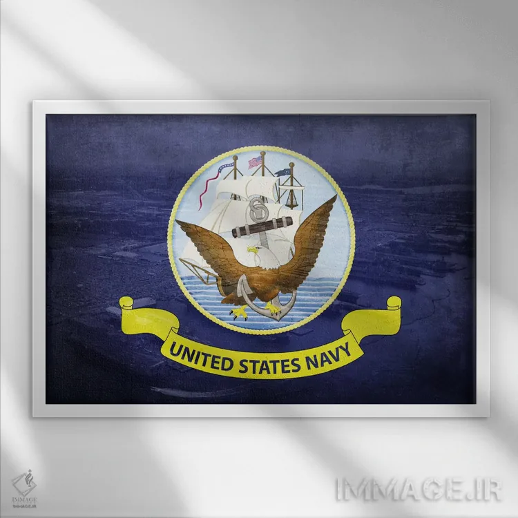 تابلو پرچم نیروی دریایی آمریکا (پسزمینه پایگاه نورفولک) ۲ اثر فایو بای فایو کالکتیو - نمای قابدار سفید