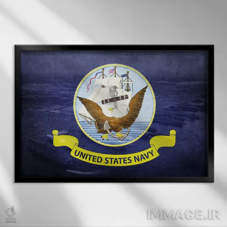 تابلو پرچم نیروی دریایی آمریکا (پسزمینه پایگاه نورفولک) ۲ اثر فایو بای فایو کالکتیو - نمای قابدار مشکی