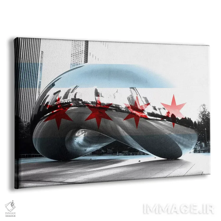 تابلو پرچم شهر شیکاگو (Cloud Gate یا لوبیا) اثر فایو بای فایو کالکتیو - نمای پرسپکتیو محصول