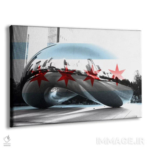 تابلو پرچم شهر شیکاگو (Cloud Gate یا لوبیا) اثر فایو بای فایو کالکتیو - نمای پرسپکتیو محصول