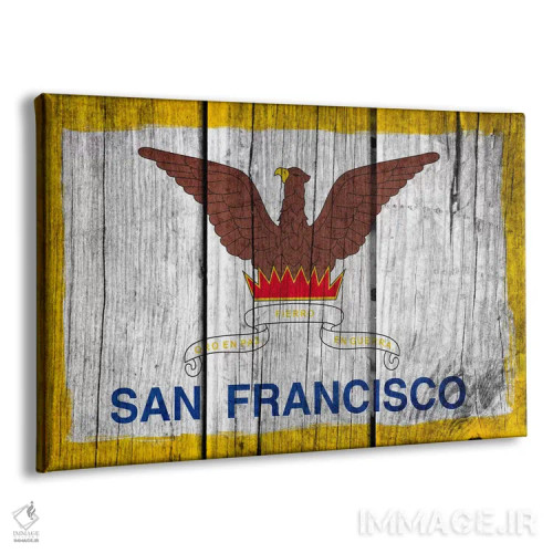 تابلو پرچم شهر سانفرانسیسکو، کالیفرنیا با رنگ تازه روی تختهچوب اثر آیکانواس (شرکت چاپ هنری) - نمای پرسپکتیو محصول