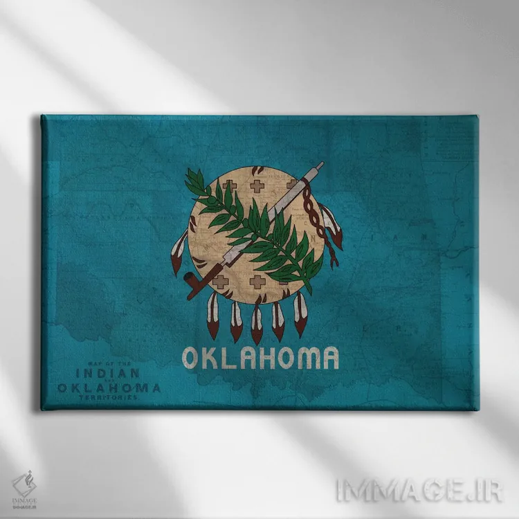 تابلو اوکلاهما (نقشه قدیمی) اثر فایو بای فایو کالکتیو - نمای روبهرو روی دیوار