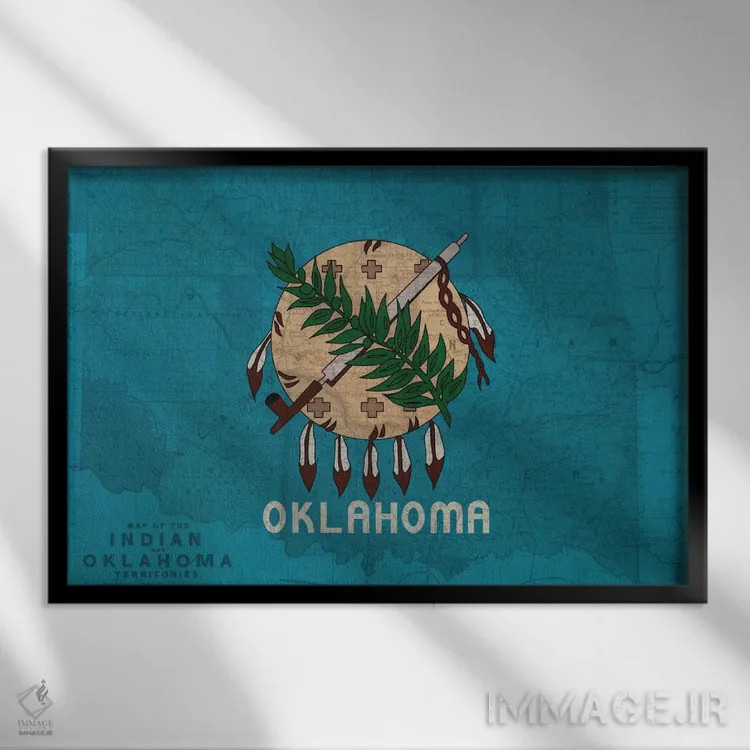 تابلو اوکلاهما (نقشه قدیمی) اثر فایو بای فایو کالکتیو - نمای قابدار مشکی