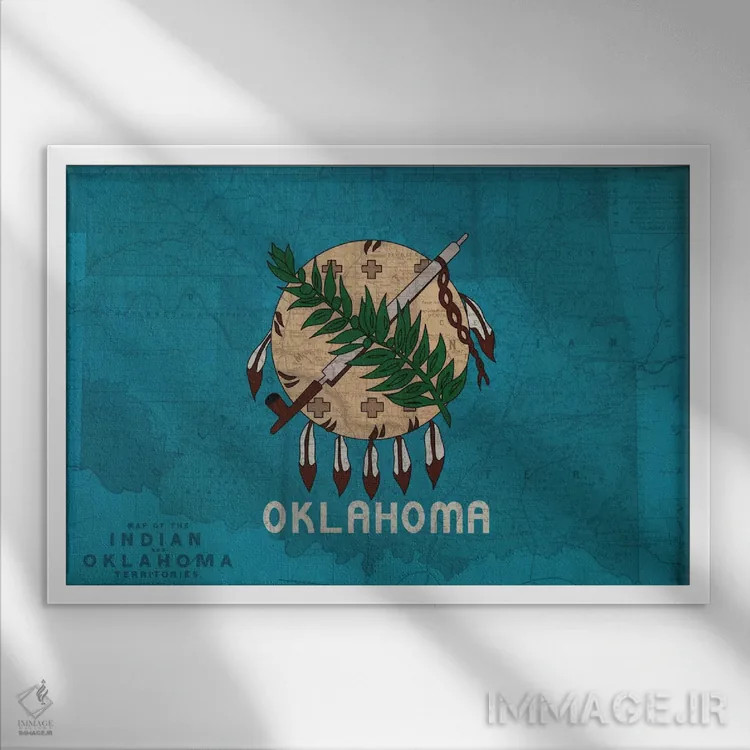 تابلو اوکلاهما (نقشه قدیمی) اثر فایو بای فایو کالکتیو - نمای قابدار سفید