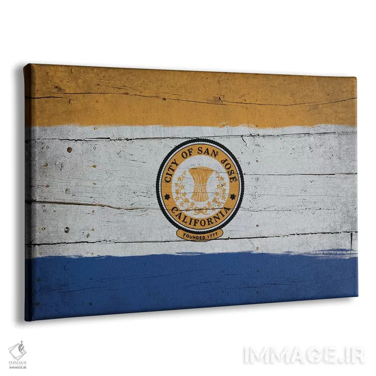تابلو پرچم سن خوزه، کالیفرنیا با رنگ تازه روی تختهچوب اثر آیکانواس (شرکت چاپ هنری) - نمای پرسپکتیو محصول