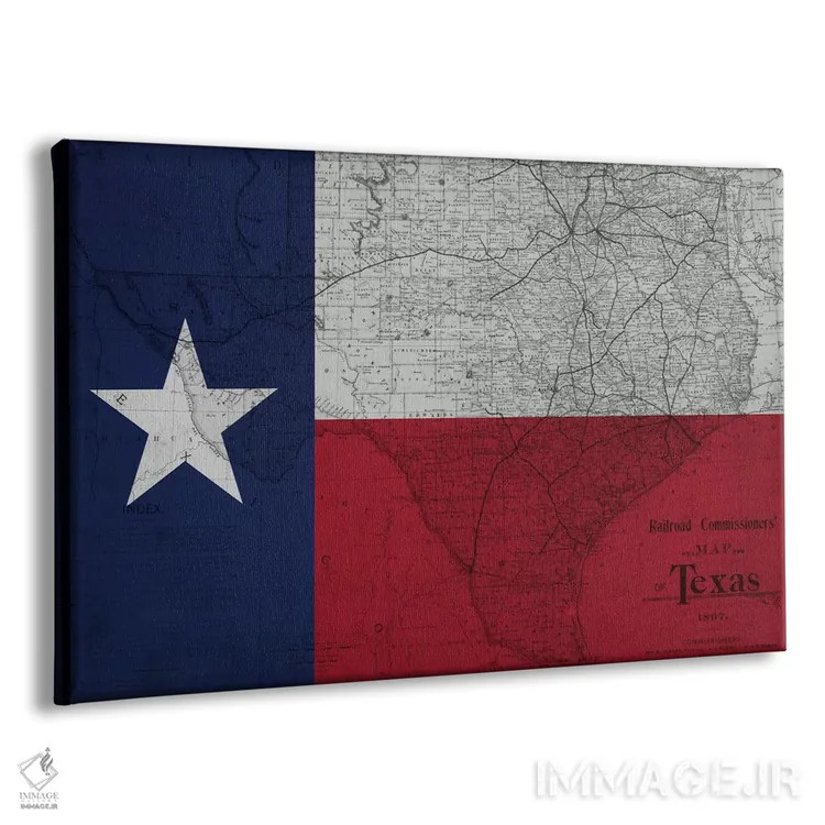 تابلو تگزاس (نقشه قدیمی) ۲ اثر فایو بای فایو کالکتیو - نمای پرسپکتیو محصول
