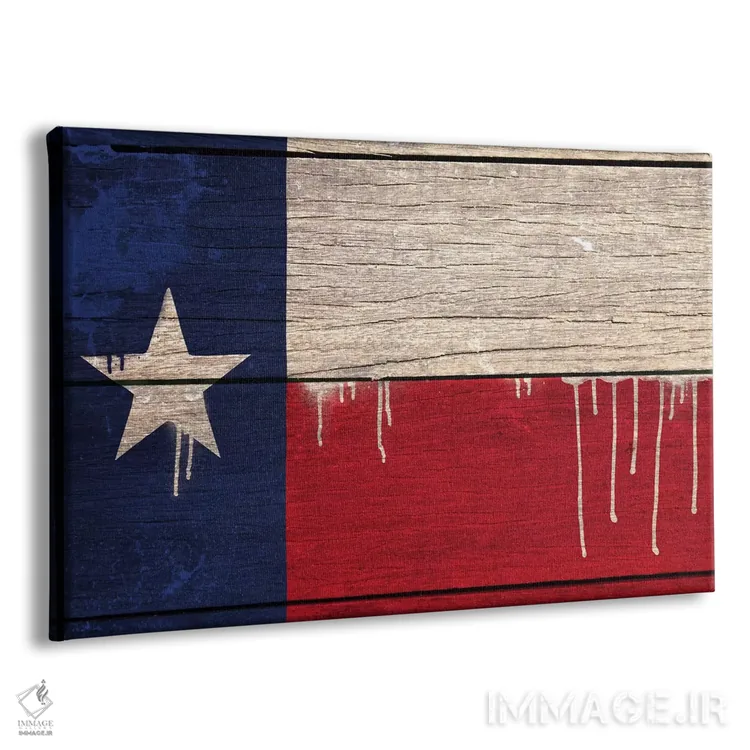 تابلو پرچم ایالت تگزاس به سبک رنگ چکه روی تختهچوب اثر فایو بای فایو کالکتیو - نمای پرسپکتیو محصول