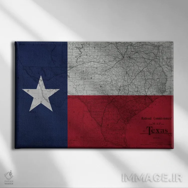 تابلو تگزاس (نقشه قدیمی) ۲ اثر فایو بای فایو کالکتیو - نمای روبهرو روی دیوار