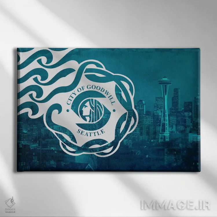 تابلو سیاتل، واشینگتن اثر آیکانواس (شرکت چاپ هنری) - نمای روبهرو روی دیوار