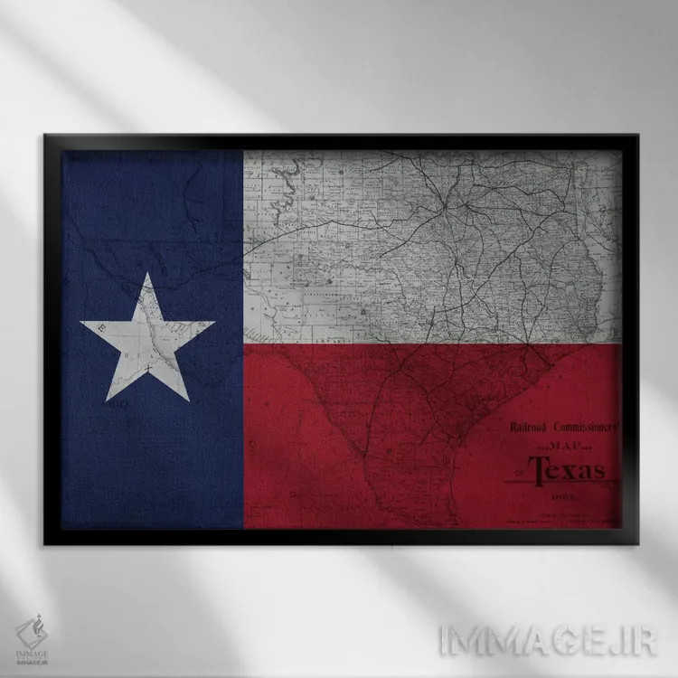 تابلو تگزاس (نقشه قدیمی) ۲ اثر فایو بای فایو کالکتیو - نمای قابدار مشکی