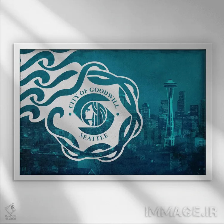 تابلو سیاتل، واشینگتن اثر آیکانواس (شرکت چاپ هنری) - نمای قابدار سفید