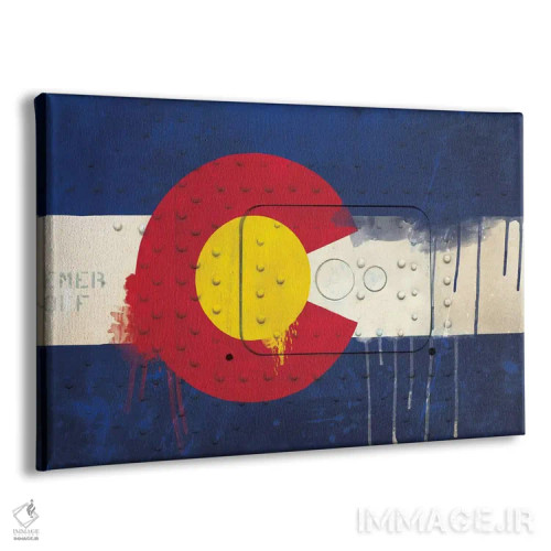 تابلو پرچم ایالت کلرادو به سبک رنگ چکه روی فلز پرچ شده اثر فایو بای فایو کالکتیو - نمای پرسپکتیو محصول