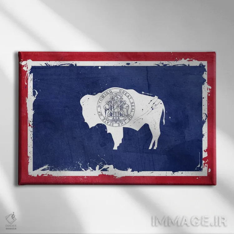 تابلو پرچم ایالت وایومینگ با رنگ تازه اثر فایو بای فایو کالکتیو - نمای روبهرو روی دیوار