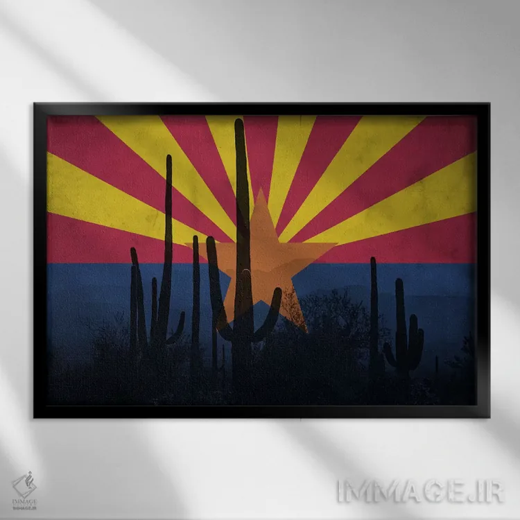 تابلو آریزونا (کاکتوسها) اثر فایو بای فایو کالکتیو - نمای قابدار مشکی