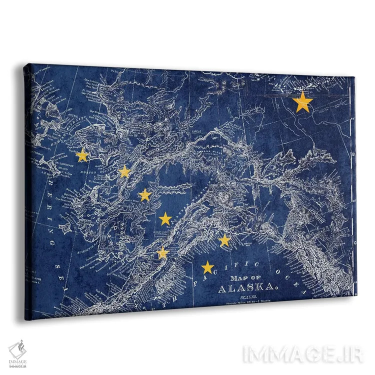 تابلو آلاسکا (نقشه قدیمی) ۲ اثر فایو بای فایو کالکتیو - نمای پرسپکتیو محصول