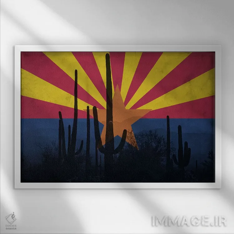 تابلو آریزونا (کاکتوسها) اثر فایو بای فایو کالکتیو - نمای قابدار سفید