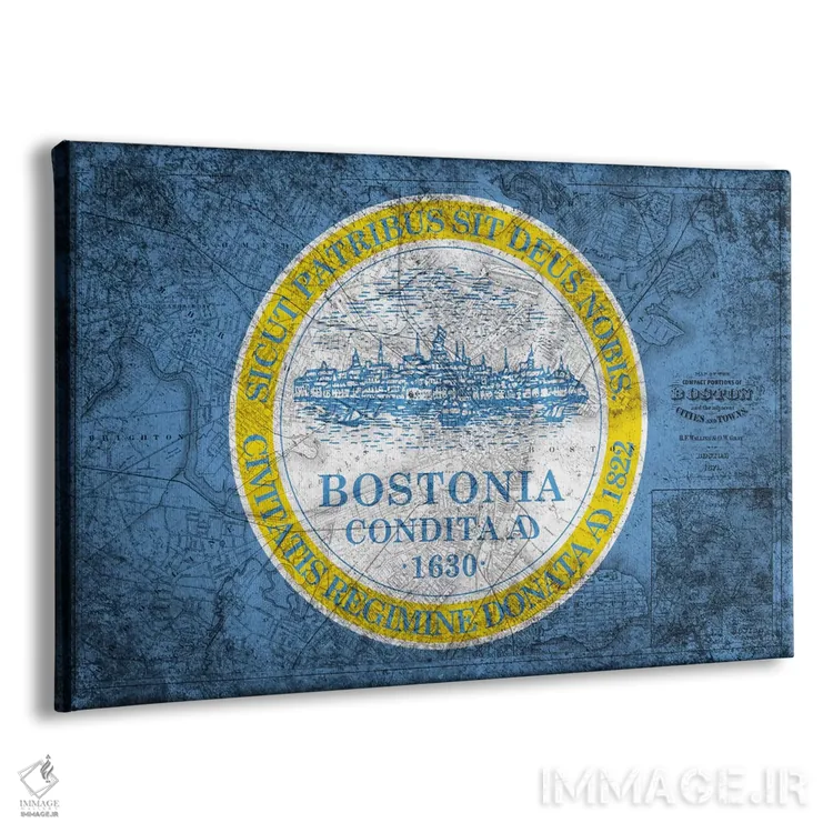 تابلو بوستون، ماساچوست (نقشه قدیمی) اثر فایو بای فایو کالکتیو - نمای پرسپکتیو محصول