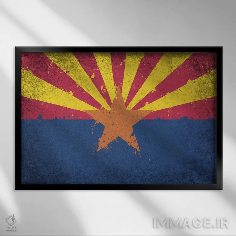 تابلو پرچم ایالت آریزونا با رنگ تازه اثر فایو بای فایو کالکتیو - نمای قابدار مشکی