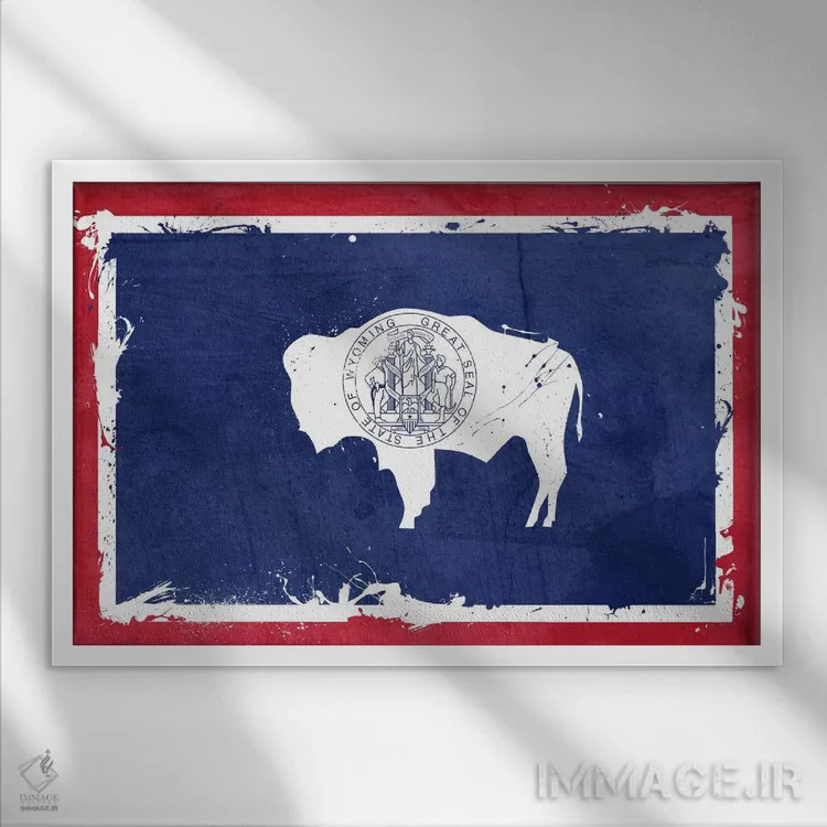 تابلو پرچم ایالت وایومینگ با رنگ تازه اثر فایو بای فایو کالکتیو - نمای قابدار سفید