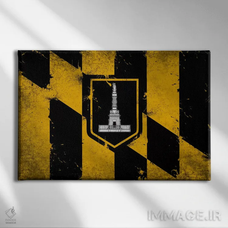 تابلو پرچم شهر بالتیمور، مریلند با رنگ تازه اثر فایو بای فایو کالکتیو - نمای روبهرو روی دیوار