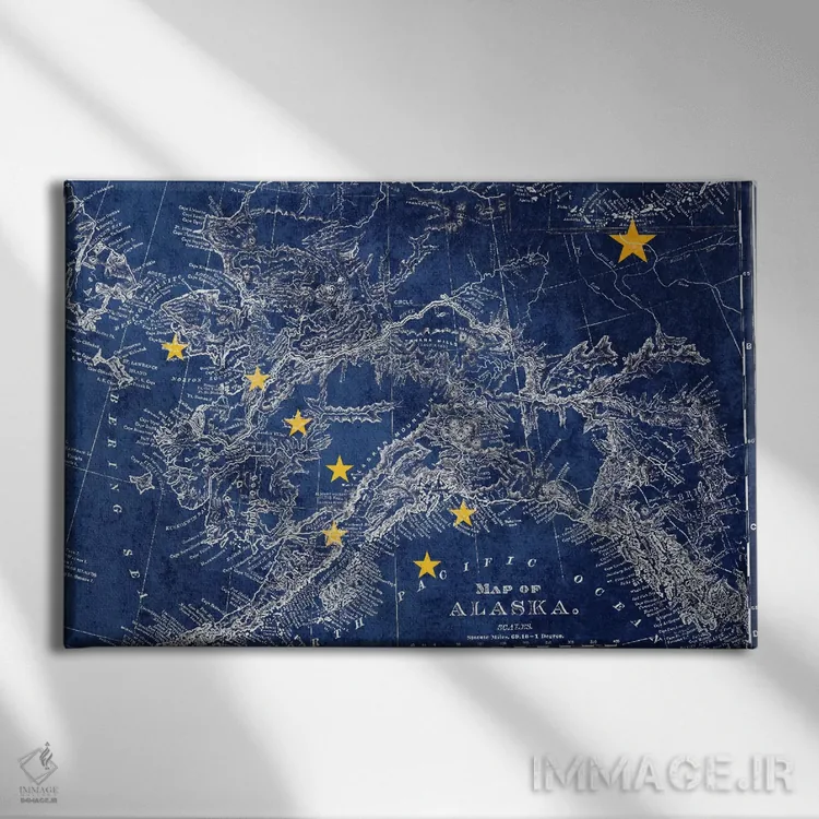 تابلو آلاسکا (نقشه قدیمی) ۲ اثر فایو بای فایو کالکتیو - نمای روبهرو روی دیوار
