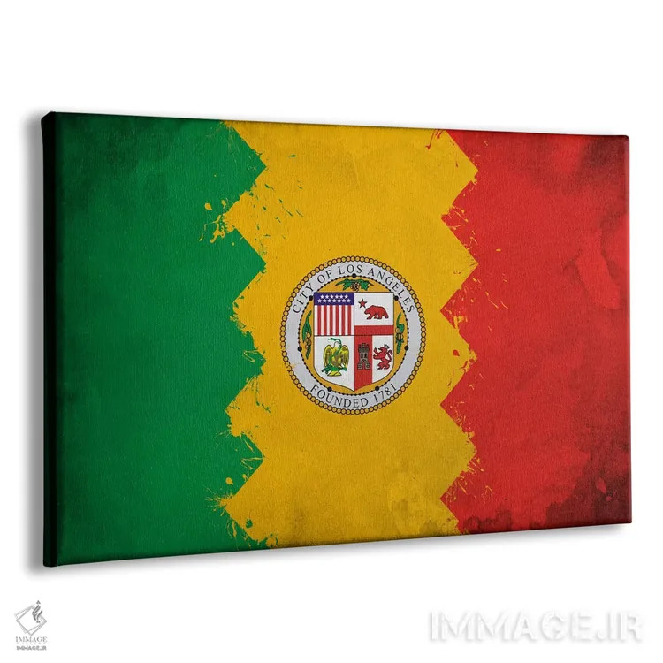 تابلو پرچم لسآنجلس، کالیفرنیا با رنگ تازه اثر آیکانواس (شرکت چاپ هنری) - نمای پرسپکتیو محصول