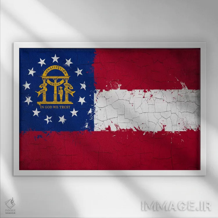 تابلو پرچم ایالت جورجیا با رنگ ترکخورده تازه اثر فایو بای فایو کالکتیو - نمای قابدار سفید