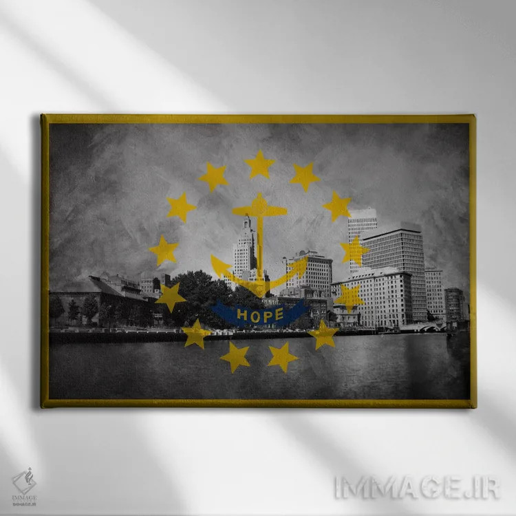 تابلو رود آیلند (منظره مرکز شهر پراویدنس) اثر فایو بای فایو کالکتیو - نمای روبهرو روی دیوار