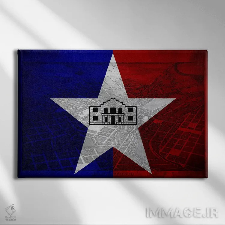 تابلو سن آنتونیو، تگزاس (منظره هوایی قدیمی) اثر فایو بای فایو کالکتیو - نمای روبهرو روی دیوار