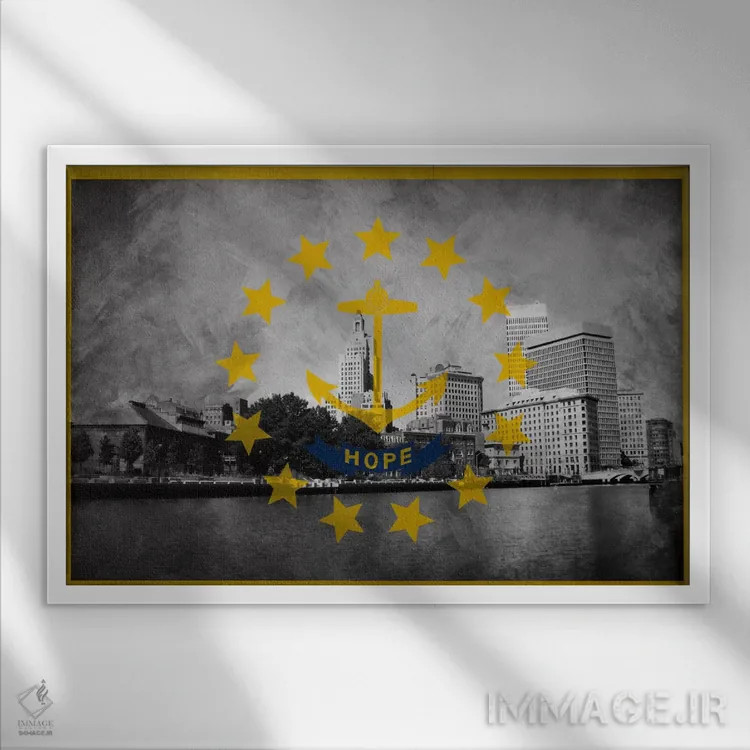 تابلو رود آیلند (منظره مرکز شهر پراویدنس) اثر فایو بای فایو کالکتیو - نمای قابدار سفید