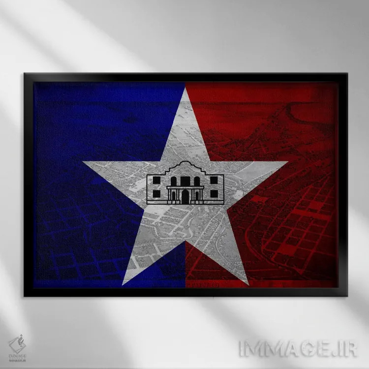 تابلو سن آنتونیو، تگزاس (منظره هوایی قدیمی) اثر فایو بای فایو کالکتیو - نمای قابدار مشکی