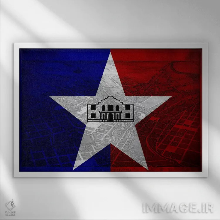 تابلو سن آنتونیو، تگزاس (منظره هوایی قدیمی) اثر فایو بای فایو کالکتیو - نمای قابدار سفید