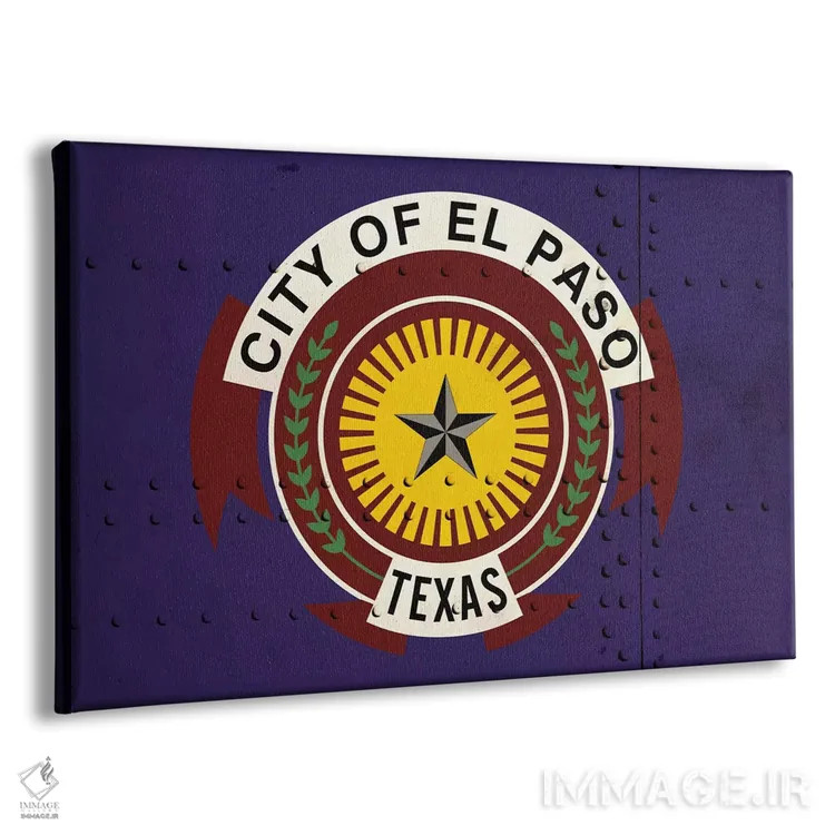 تابلو پرچم شهر ال پاسو، تگزاس روی فلز پرچ شده اثر آیکانواس (شرکت چاپ هنری) - نمای پرسپکتیو محصول