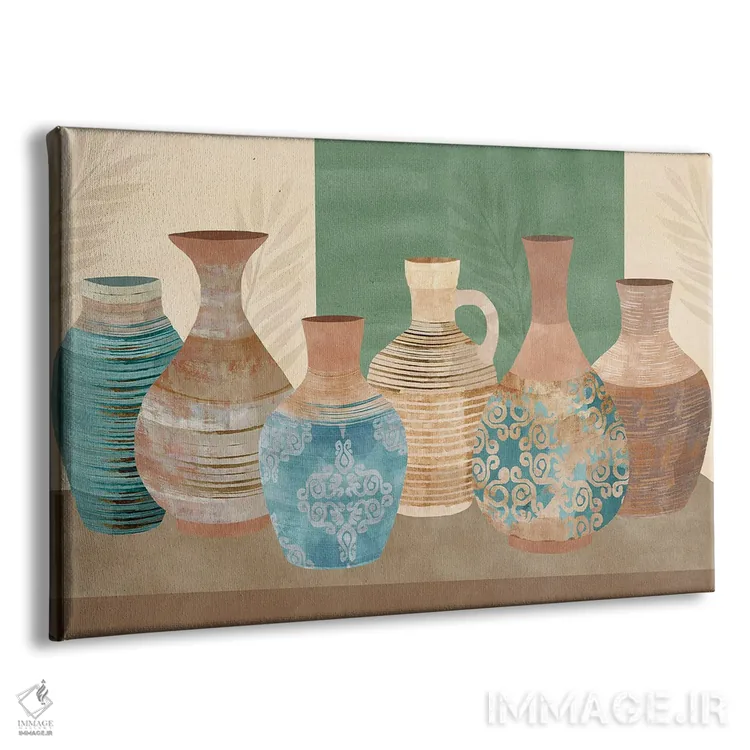 تابلو ظروف سفالی ۴ اثر فلورا کوتا - نمای پرسپکتیو محصول