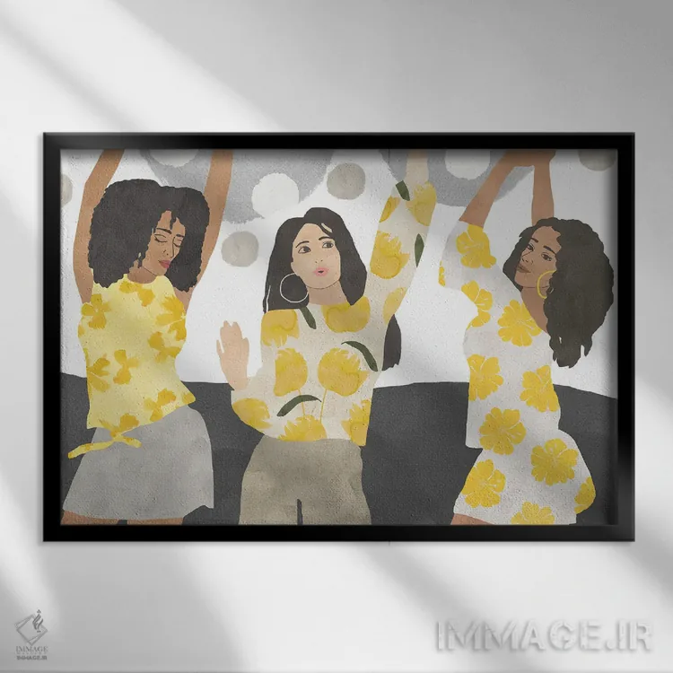 تابلو خواهران آفتاب (اصطلاح غیررسمی) اثر فلورا کوتا - نمای قابدار مشکی