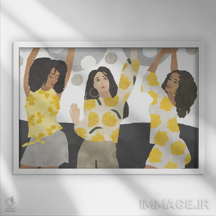 تابلو خواهران آفتاب (اصطلاح غیررسمی) اثر فلورا کوتا - نمای قابدار سفید