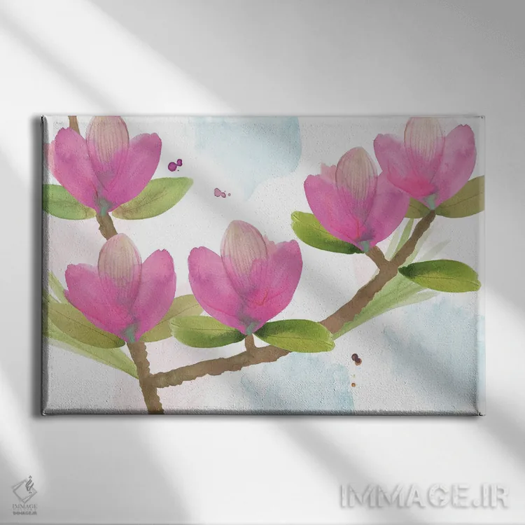 تابلو ماگنولیای صورتی I اثر فلورا کوتا - نمای روبهرو روی دیوار