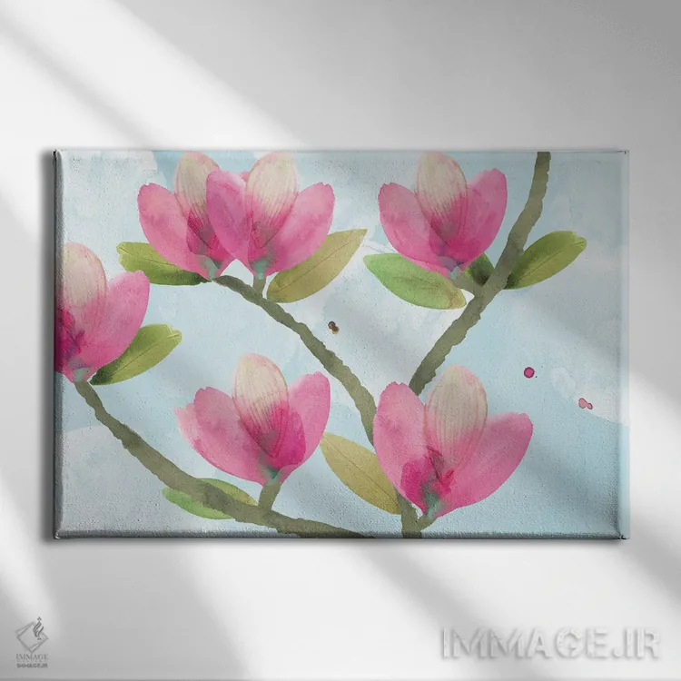تابلو ماگنولیای صورتی III اثر فلورا کوتا - نمای روبهرو روی دیوار