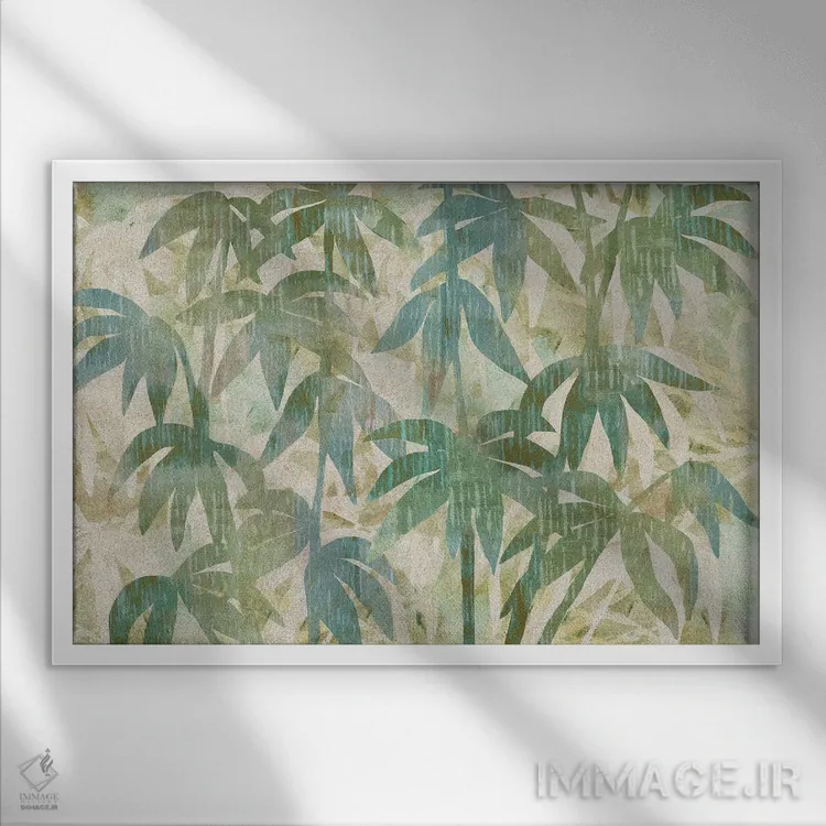 تابلو بامبو زیر باران ۱ اثر فلورا کوتا - نمای قابدار سفید