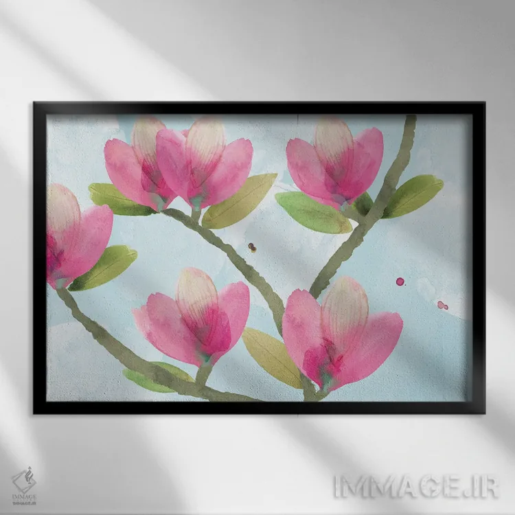 تابلو ماگنولیای صورتی III اثر فلورا کوتا - نمای قابدار مشکی