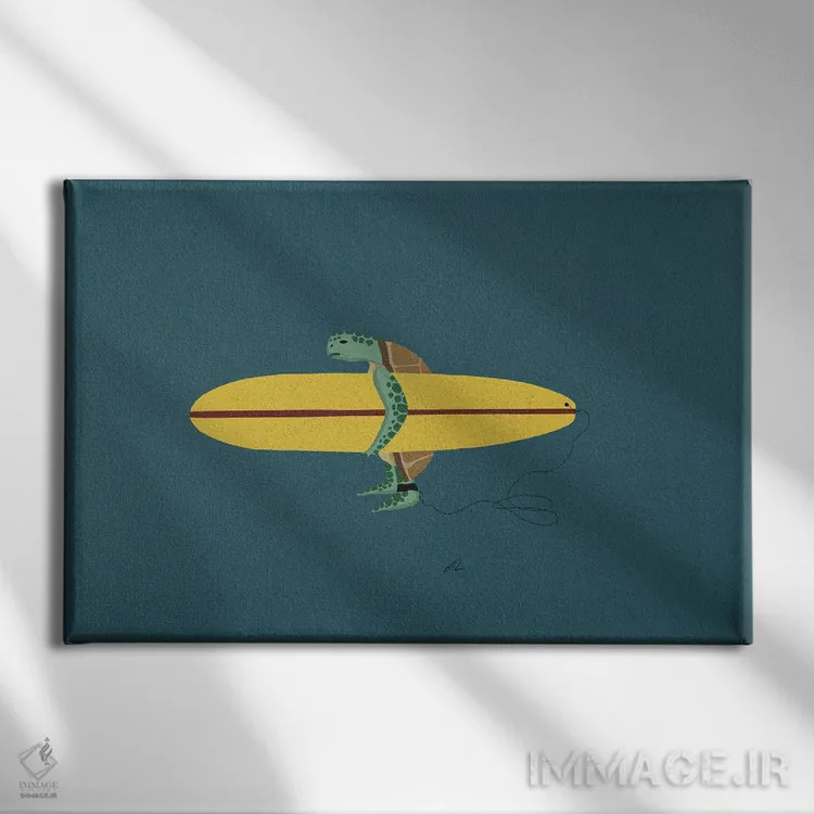 تابلو لاکپشت موجسوار اثر فابیان لاواتر - نمای روبهرو روی دیوار