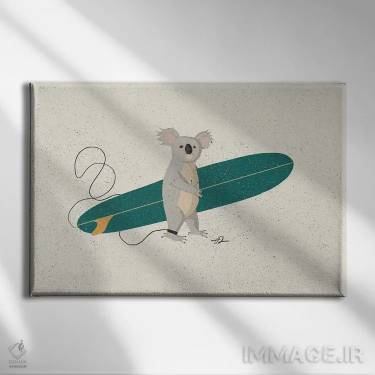 تابلو کوالای موجسوار اثر فابیان لاواتر - نمای روبهرو روی دیوار