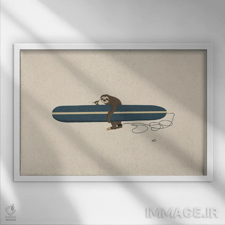 تابلو تنبل موجسوار اثر فابیان لاواتر - نمای قابدار سفید