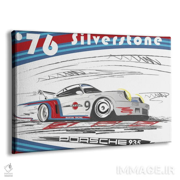 تابلو پورشه ۹۱۱ مدل ۱۹۷۴ سیلورستون اثر فلای گرافیکس (استودیو/برند هنری) - نمای پرسپکتیو محصول