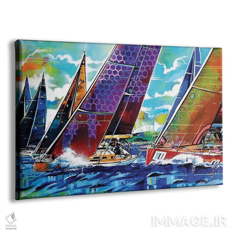 تابلو مسابقه قایقرانی رنگارنگ اثر فرنان مورا - نمای پرسپکتیو محصول